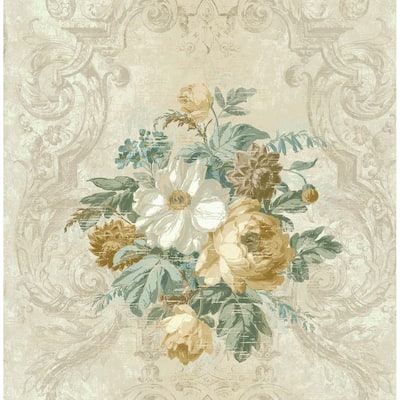 Seabrook Designs Foust Framed Floral Unpasted Wallpaper