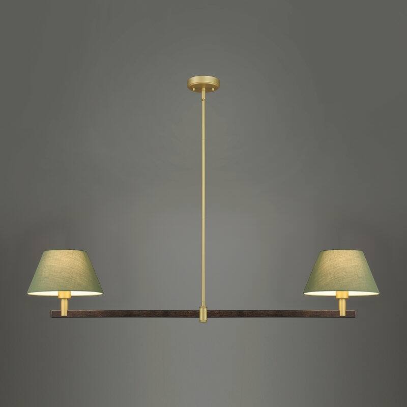 Acroma - 2 Light Gold Dimmable Lamp Shade Chandelier - N/A