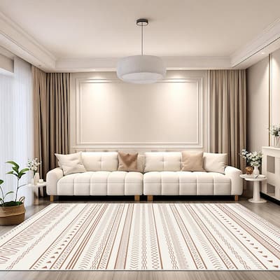 Cashmere-Like 6x9 Grey Carpet, 350g Heavy-Duty Washable Non-Slip Rug - 6' x 9'