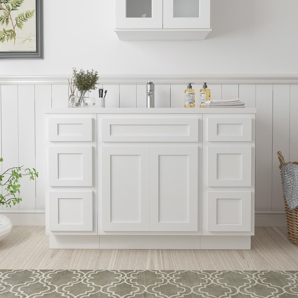 Vanity Art 48" Oak Freestanding Bathroom Vanity Cabinet without Top