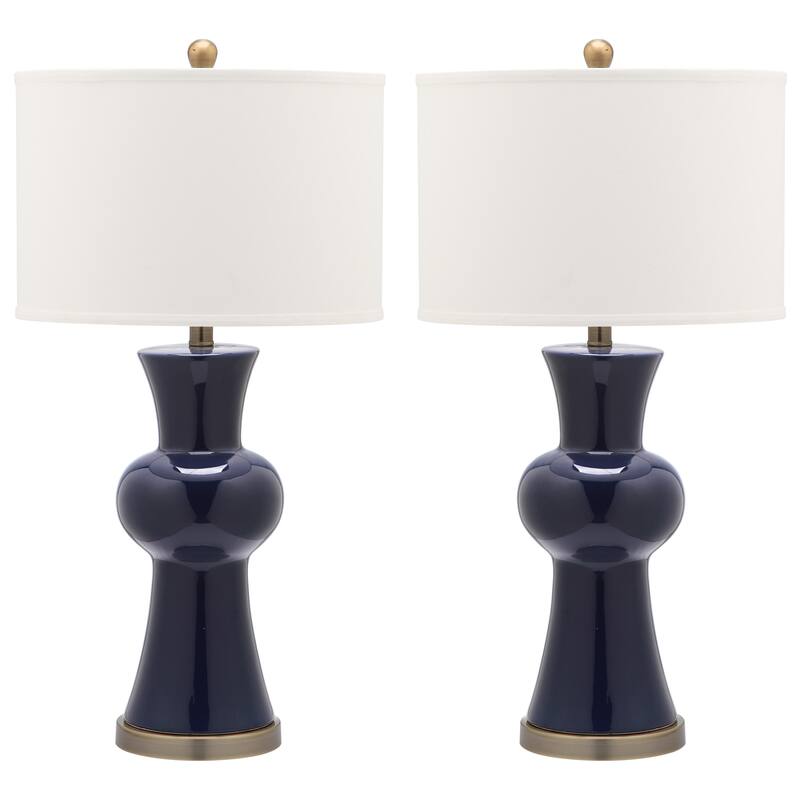 SAFAVIEH Lighting Misti 30 Inch Navy Column Lamp (Set of 2)