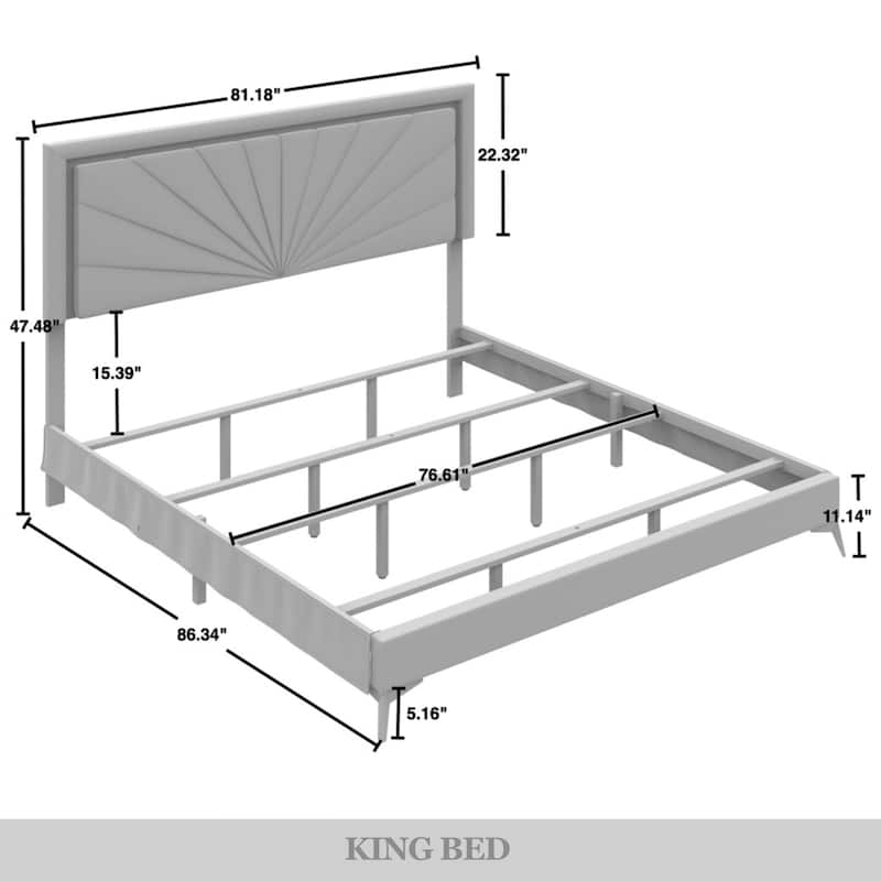 CraftPorch Luxurious Diamond Strip Velvet Upholstered Bed