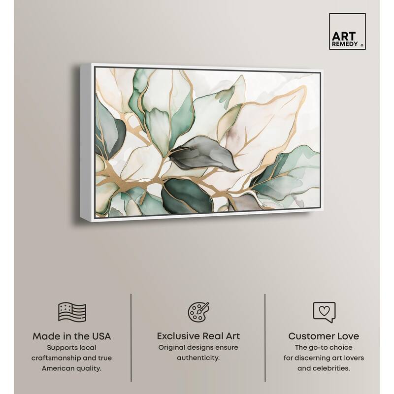 Golden Veined Leaves II Canvas by Art Remedy