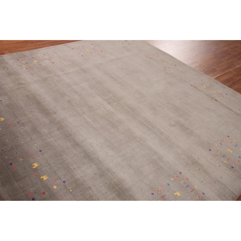 Tribal Gabbeh Oriental Square Area Rug Handmade Wool Carpet - 7'10" x 7'9"