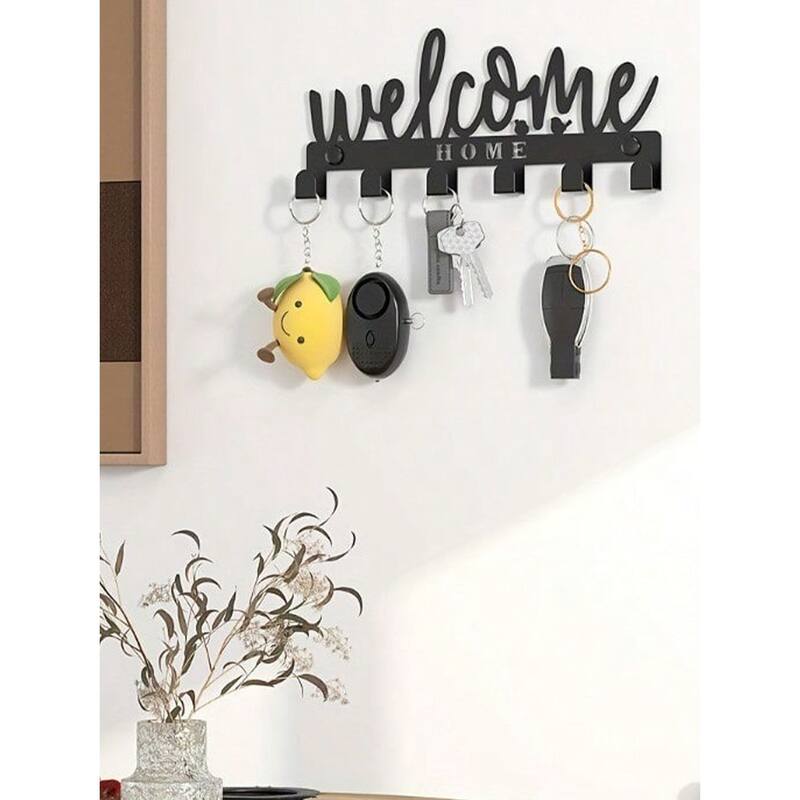 Wall-Mounted Key Holder Adhesive Hooks Sleek Storage Solution - 10.23” x 4.52”
