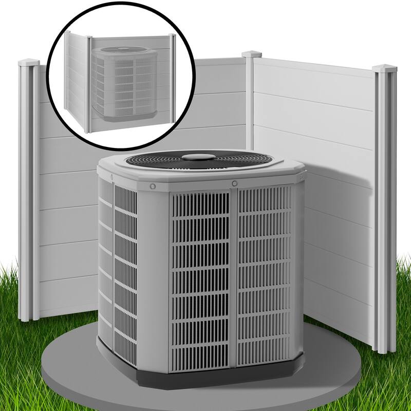 42 x 42in Privacy Screen Vinyl Fence Panel for AC Trash Gray - 42" x 42" Horizontal