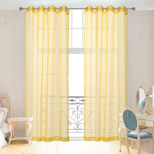 2 Piece Window Sheer Curtains Grommet Panels for Bedroom/Living Room ...