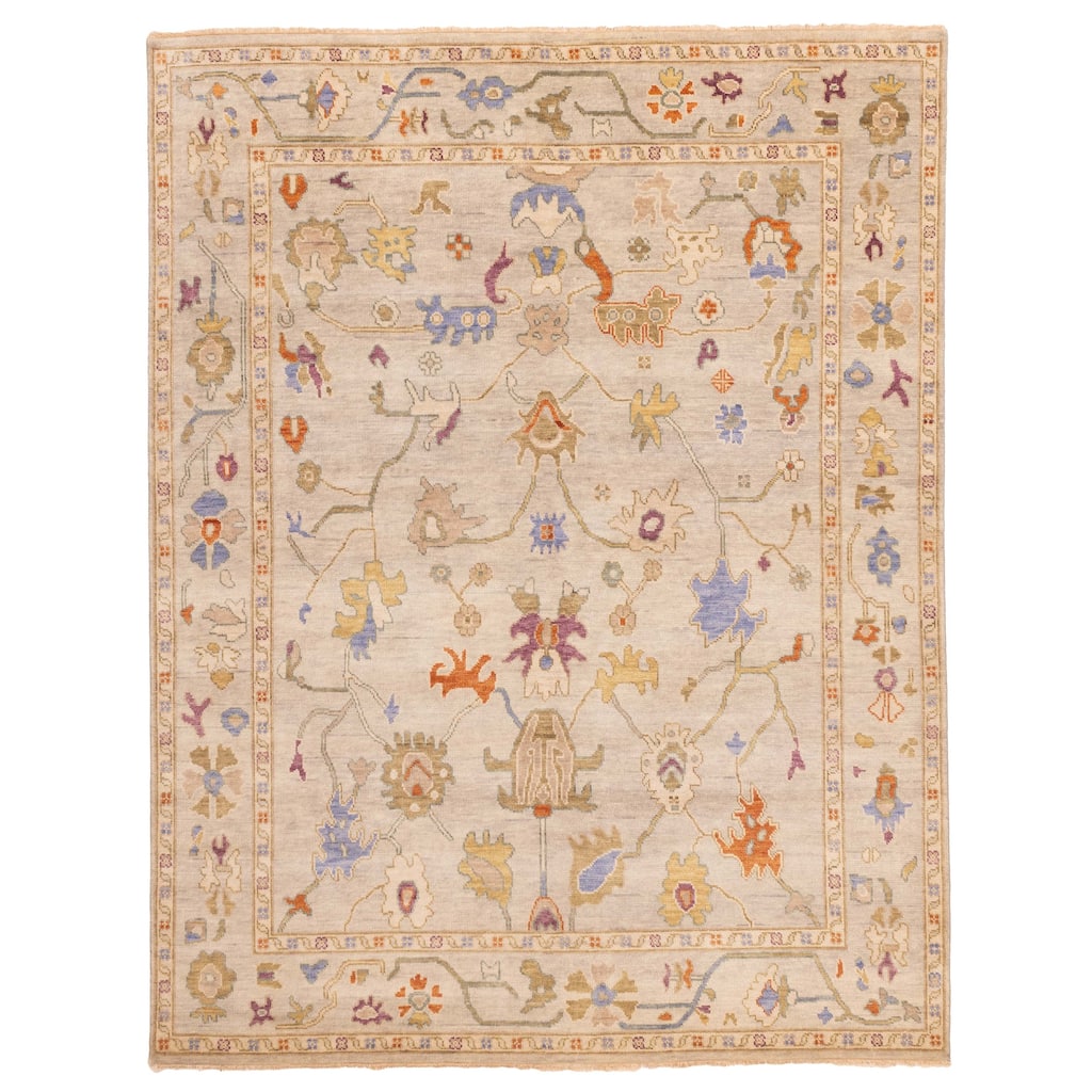 ECARPETGALLERY Hand-knotted Modern Oushak Light Khaki Wool Rug - 7'10 x 10'0