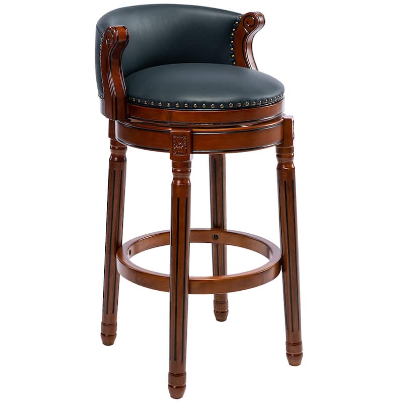 Upholstered 360 Degree Swivel Barstool with Back
