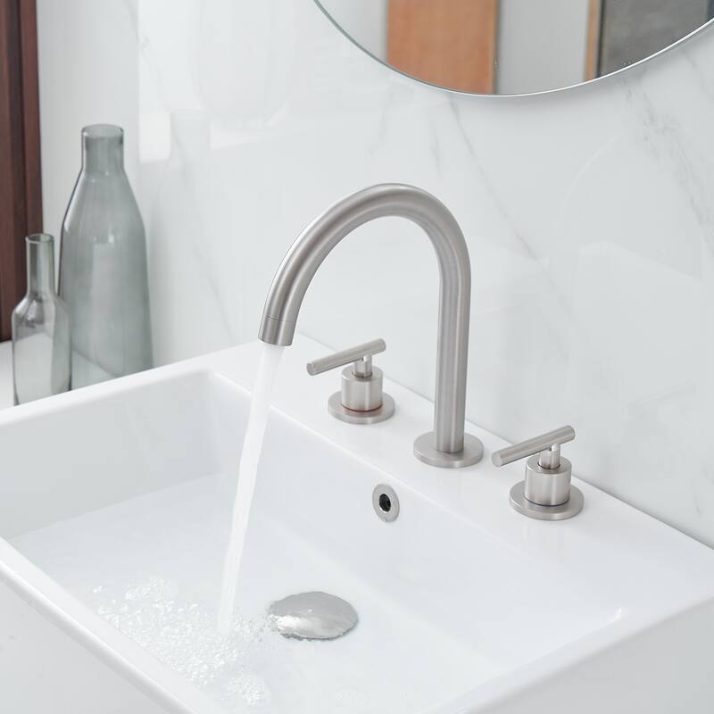 8 Inches Widespread Bathroom Faucet Two Handle 3 Hole with Drain