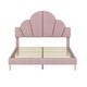 preview thumbnail 14 of 14, Queen Size Velvet Upholstered Platform Bed with Petal Shaped Headboard