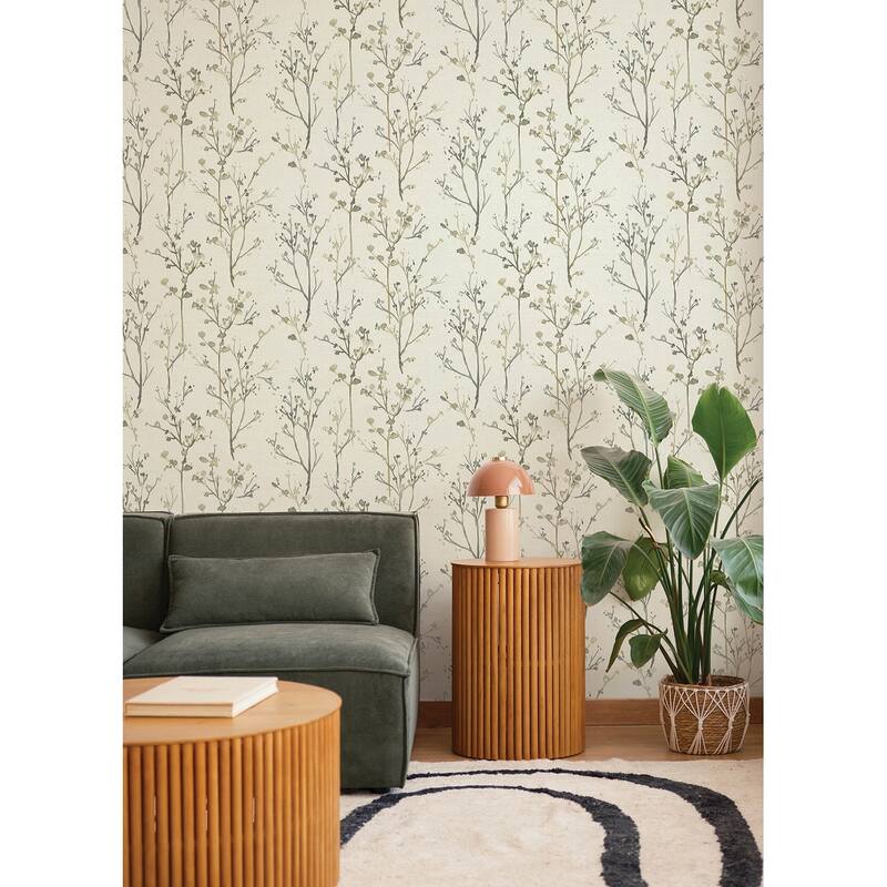 A-Street Prints Silverling Neutral Budding Branches Wallpaper