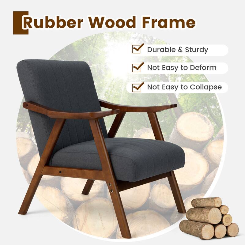 Gymax Upholstered Rocking Chair w/ Pillow Rocking Armchair w/ Rubber