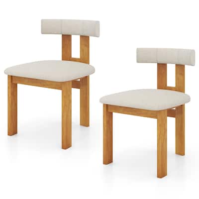Gymax Dining Chair Set of 2 Upholstered Kitchen Chair w/ Padded Seat &