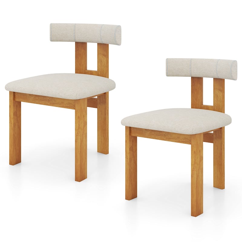 Gymax Dining Chair Set of 4 Upholstered Kitchen Chair w/ Padded Seat &