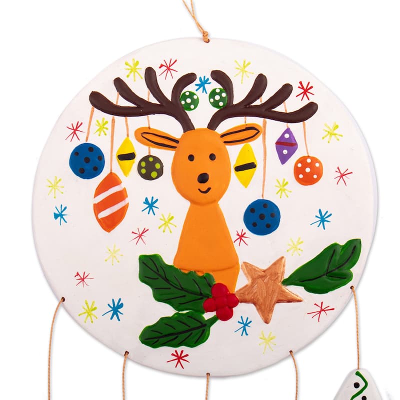 Novica Handmade Dreamy Rudolph Ceramic Wall Art