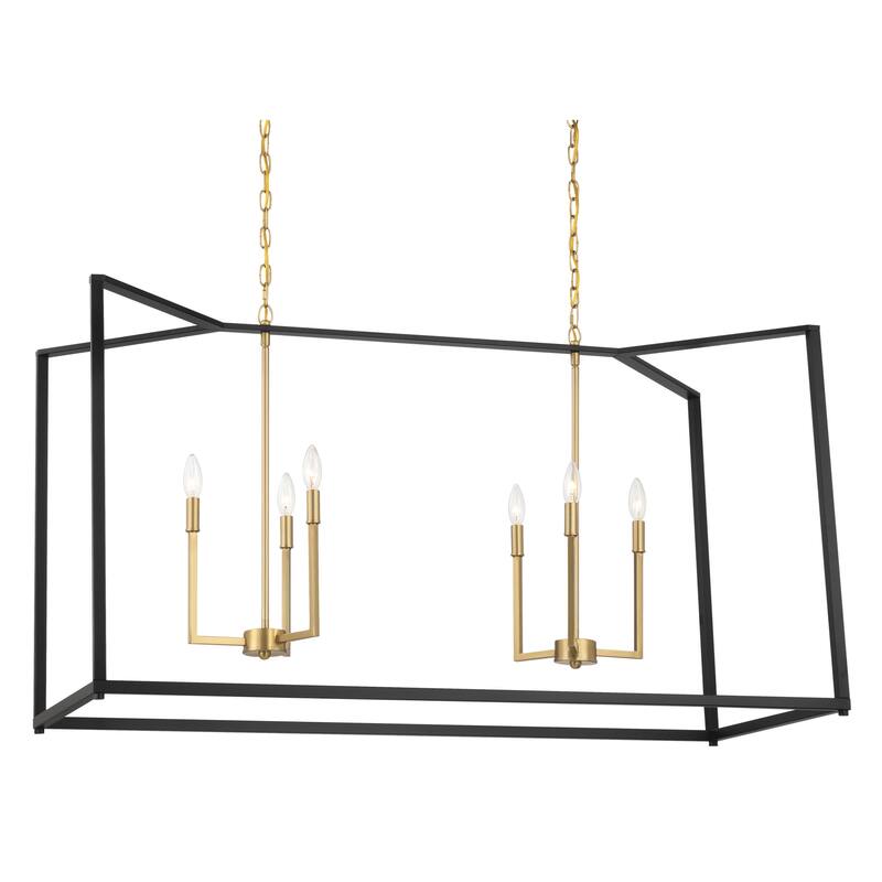 Minka Lavery 1466 Colwick 6 Light 48" Wide Taper Candle Style Linear - Coal Black / Signature Brass