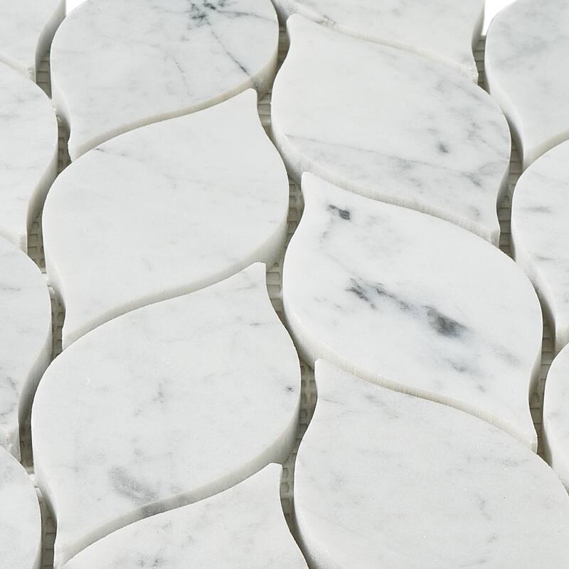 Carrara Marble Leaf Polished Mosaic Tile
