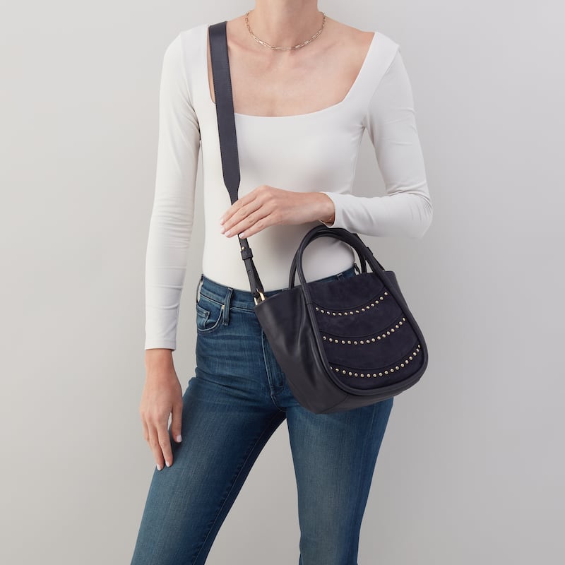 HOBO Margot Studded Suede and Leather Satchel Bag