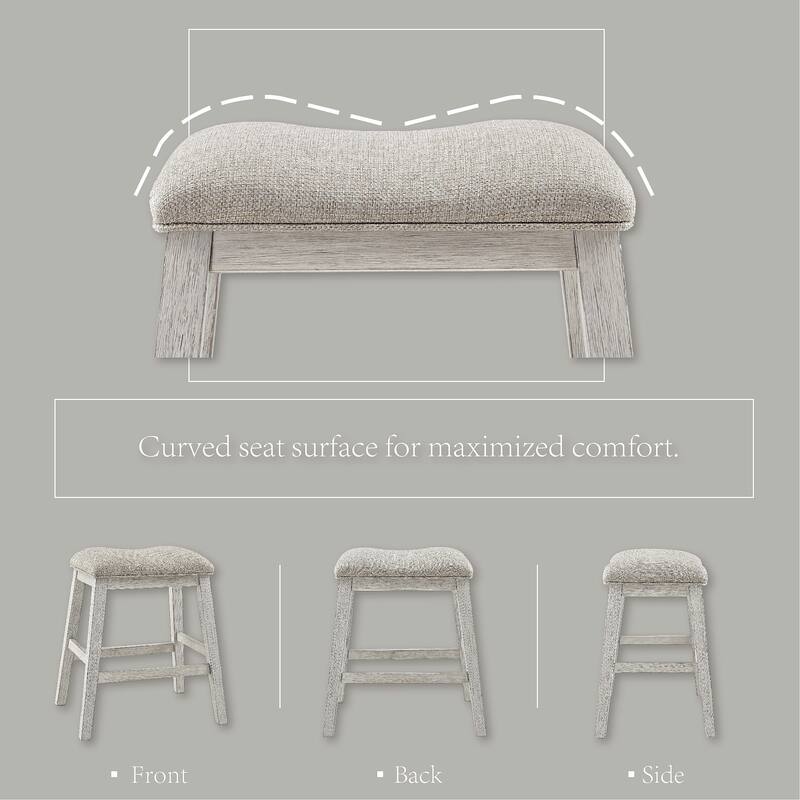 Signature Design by Ashley Mill Hill Grey and White Upholstered Counter Stool (Set of 2)