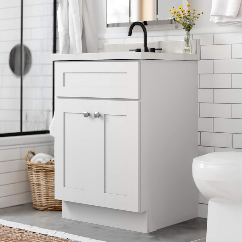 Brookings 25 Inch Assembled Bath Vanity with Ivory Swirl Top