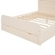 preview thumbnail 4 of 11, Full Cream Platform Bed with Side Storage Headboard & Drawers