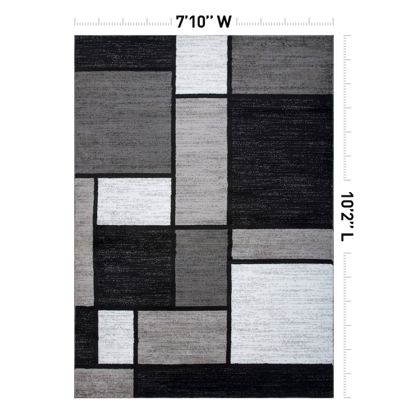 World Rug Gallery Contemporary Modern Boxed Color Block Area Rug