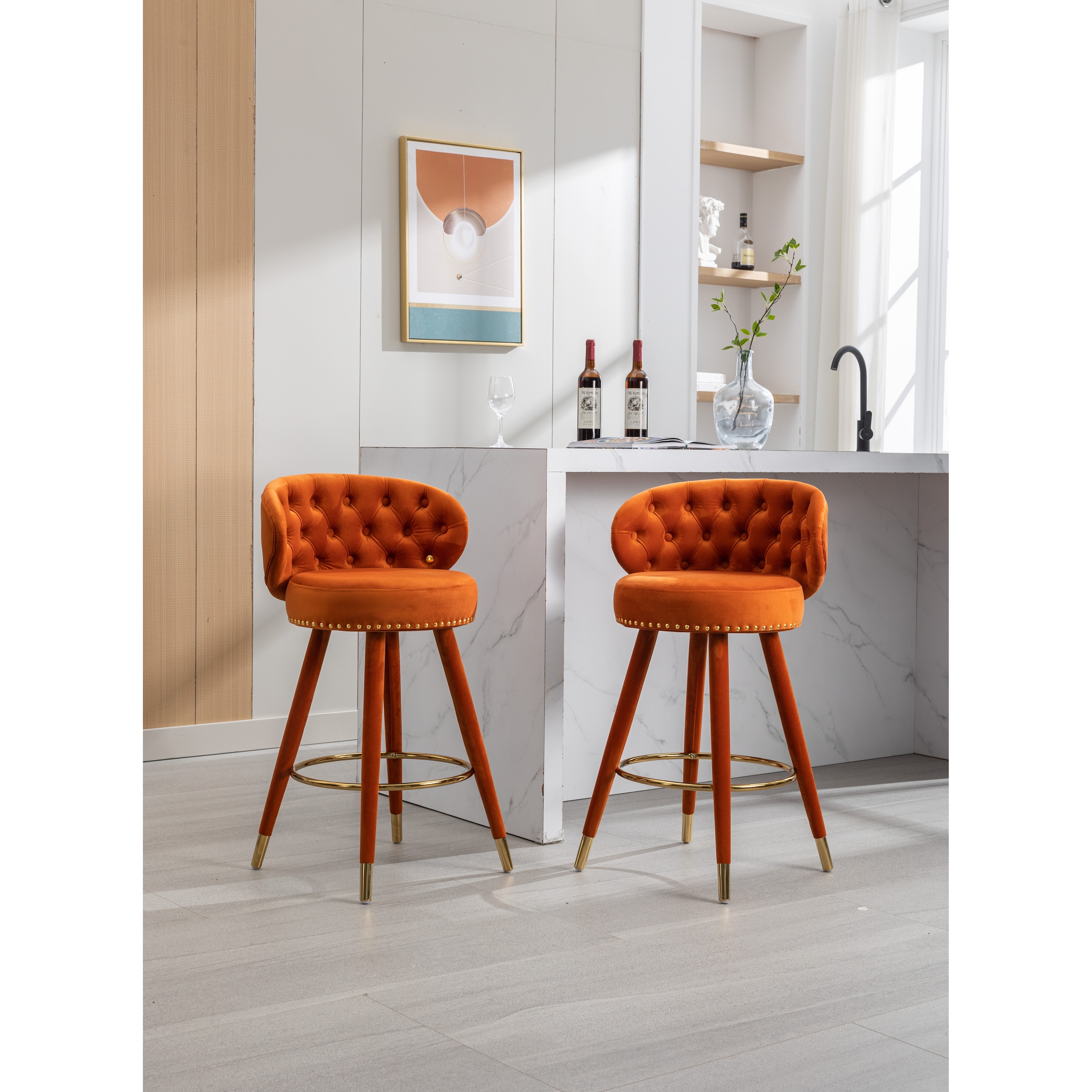 Bar Stools Set of 2 Swivel Barstools Counter Height Bar Chairs