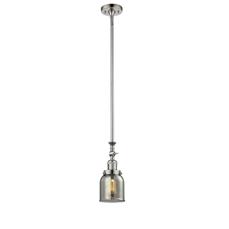 Innovations Lighting Small Bell 5" Wide Adjustable Mini Pendant - Polished Nickel / Smoked