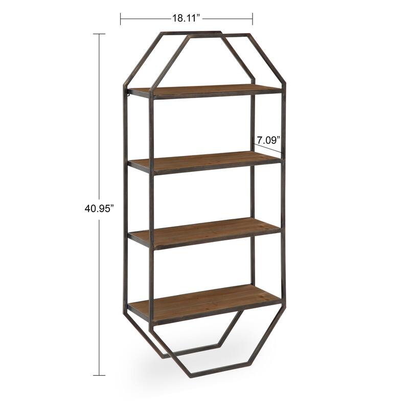 Kate and Laurel Adela Rustic Wood and Metal Wall Shelf - 18.25x7.5x41 - Brown