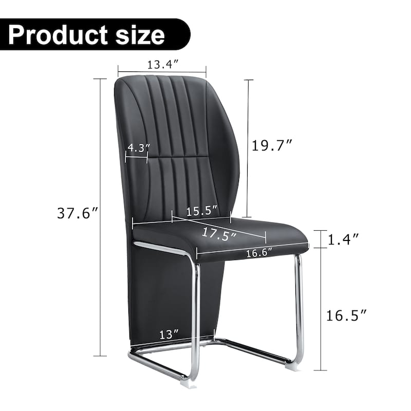 Set of 4 modern minimalist dining chairs in PU material