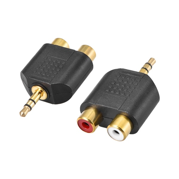 3 5mm Male To 2 Rca Female Splitter Black 2pcs For Stereo Audio Cable Convert Overstock 27576907