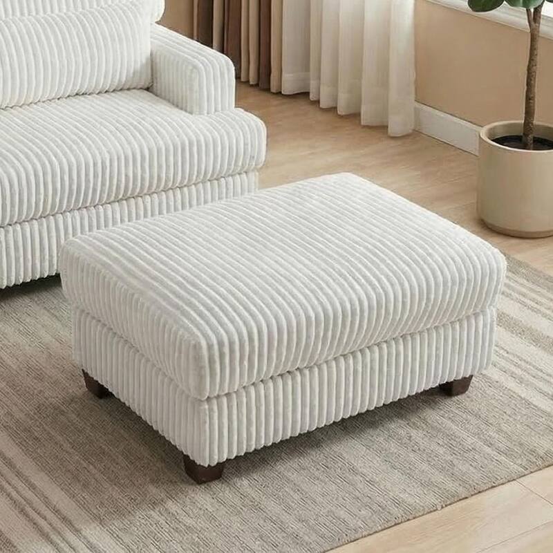 36" Wide Oversized Upholstered Chaise Lounge Accent Chair with Ottoman - Ottoman - Beige