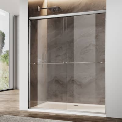 Sunny Shower 60 in.W x 72 in.H Double Sliding Shower Door with 1/4 inch Clear Tempered Glass