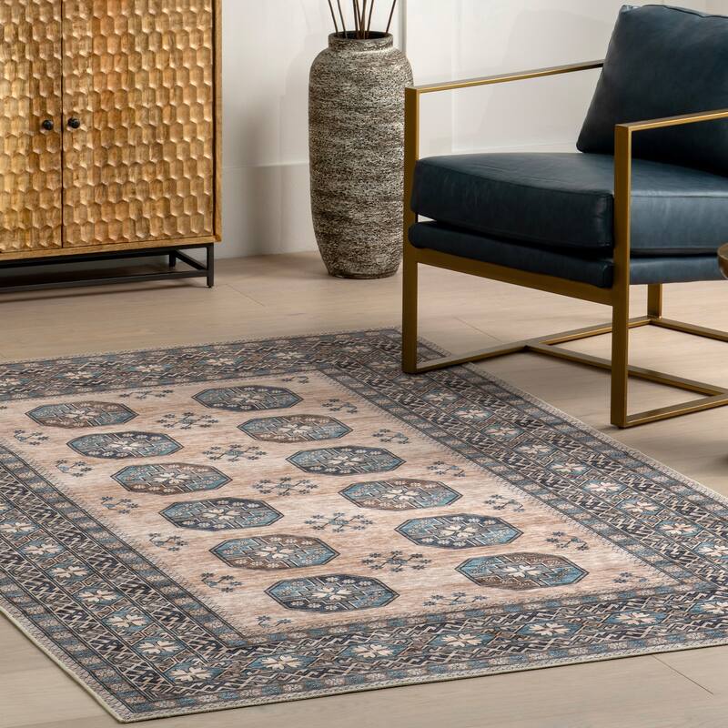Nuloom Idra Multi Medallion SplashGuard Machine Washable Area Rug