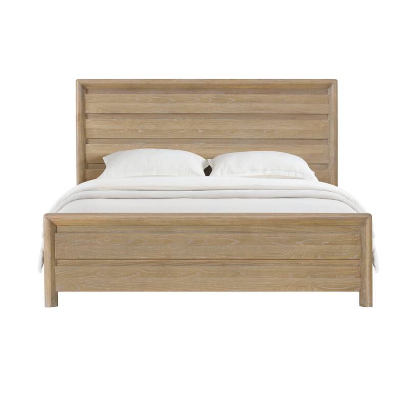 Queen Size Solid Wood Panel Bed with Contemporary Style