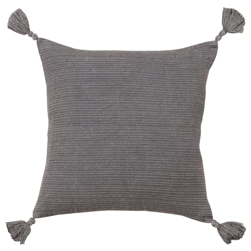 Rizzy Home Solid Stripe Throw Pillow - Grey