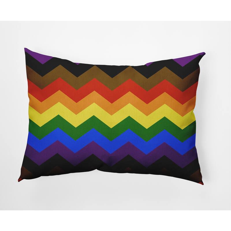Pride Chevron Outdoor Throw Pillow - 14" x 20" - Inclusive Pride Chevron