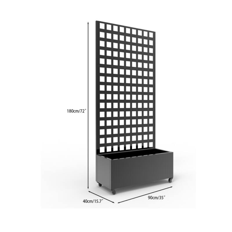 47x15.7x72Inch Large Galvanized Steel Raised Garden Bed with Trellis and Wheels Planter Box