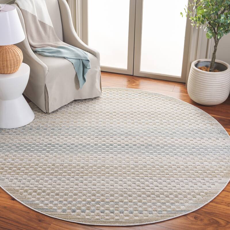 SAFAVIEH Stella Cobien Modern & Contemporary Rug - 6'7" Round - Beige/Blue