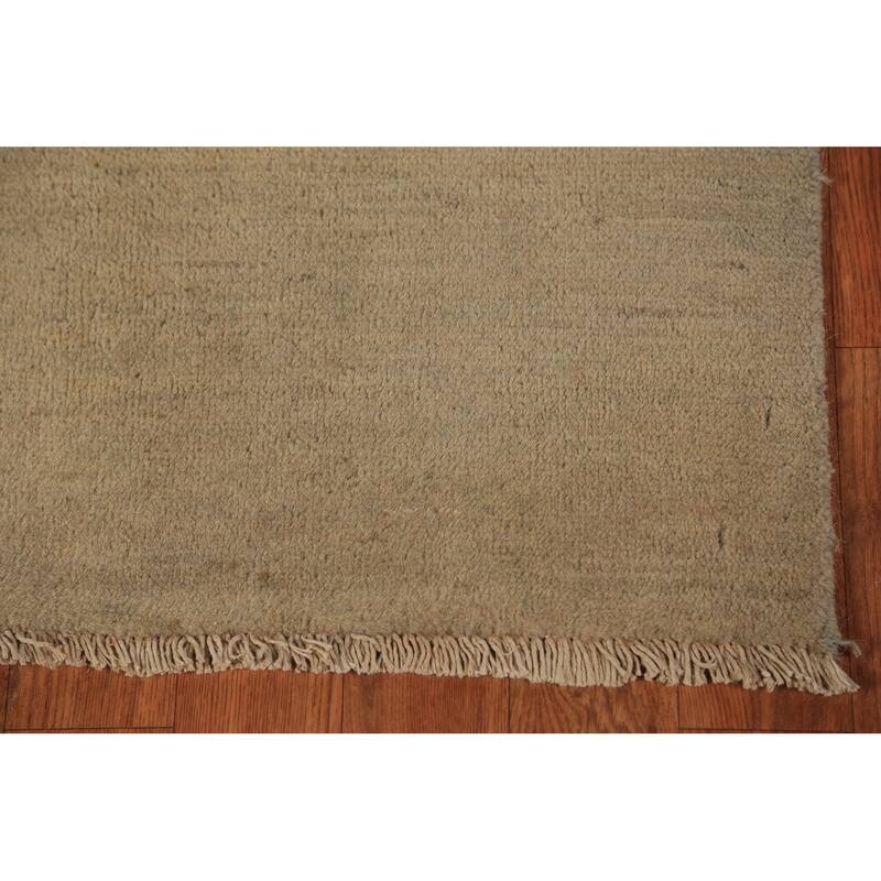 Green Gabbeh Oriental Runner Rug Hand-Knotted Hallway Wool Carpet - 2'8" x 10'9"