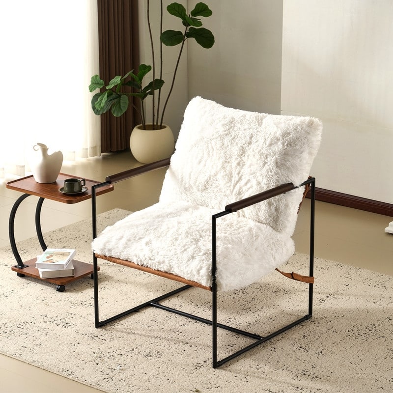 Lazy Chair - Rubber Wood Arms, Iron Frame (Living Room/Bedroom)