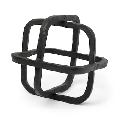 Metal Cube Shaped Link Sculpture - 9" W x 9" D x 9" H