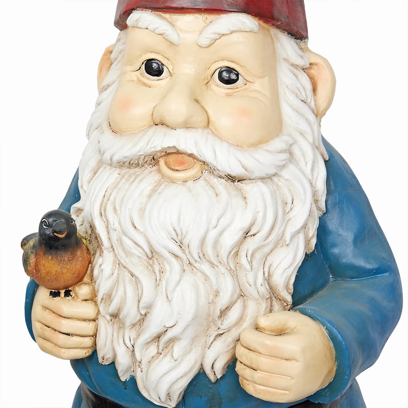 Alpine Corporation ZKD100 Jumbo Size Gnome with Bird Decor, Whimsical Gnome Statue for Patio & Garden, 48"H, Multicolor