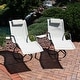 preview thumbnail 1 of 6, Folding Rocking Chaise Lounger with Headrest Pillow - Beige - Set of 2