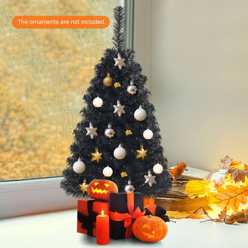 Gymax 3 Ft Un-lit Black Halloween Tree Artificial Tabletop Christmas - See Details