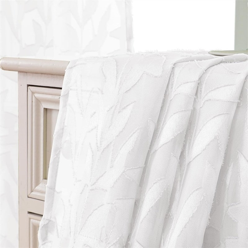 White Sheer Short Curtains 45" Dual Rod Pockets Bedroom