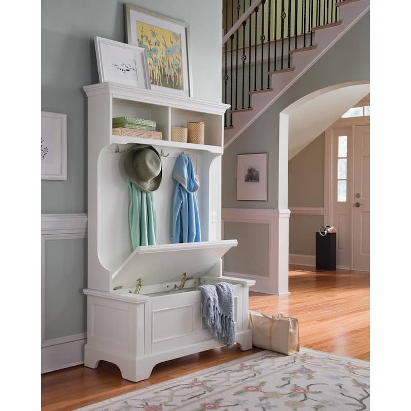 Homestyles Naples Off-White Wood Hall Tree - 40" x 19" x 64"