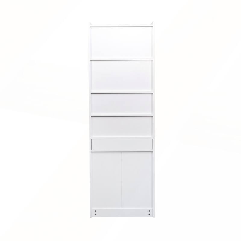 Fold-Out Convertible Desk Cabinet with Shelf and Drawer for Multi-Function Home Office Workstation