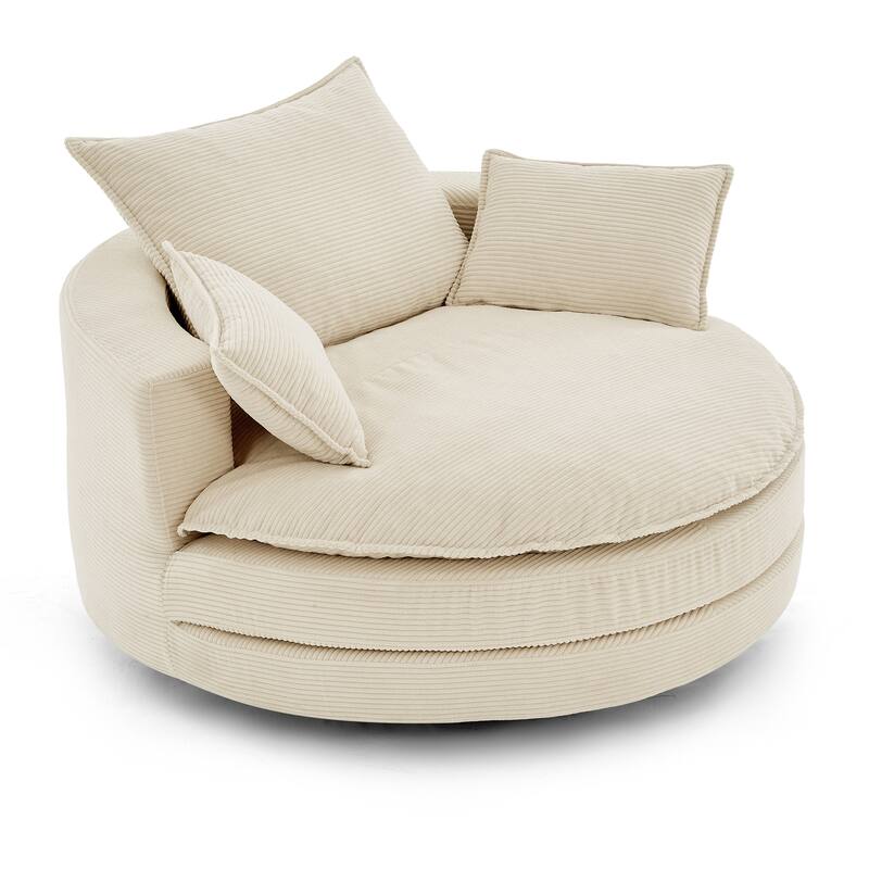 360° Swivel Accent Chair Round Barrel Chair, Living Room Oversized Single Sofa Chair Chaise Lounge Reading Sofa Armchair